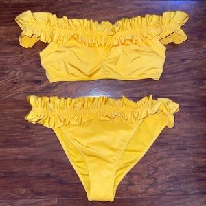 Yellow Off Shoulder Bikini Size M